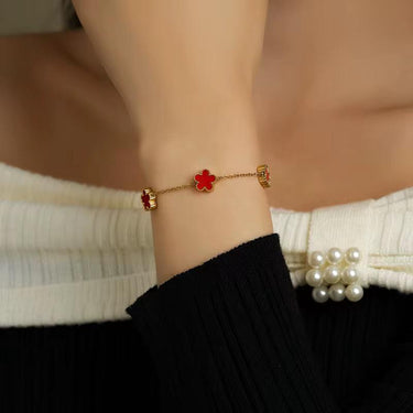 Red Flower Bracelet